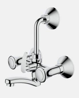 Wall Mixer with Overhead Shower Arrangement And 150mm Long Bend Pipe And Wall Flange